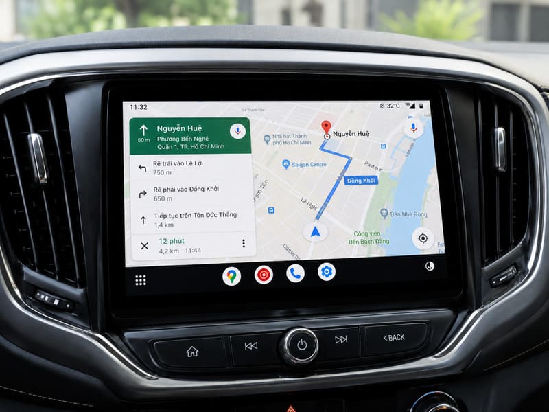Phần mềm Google Maps cho màn hình Android ô tô