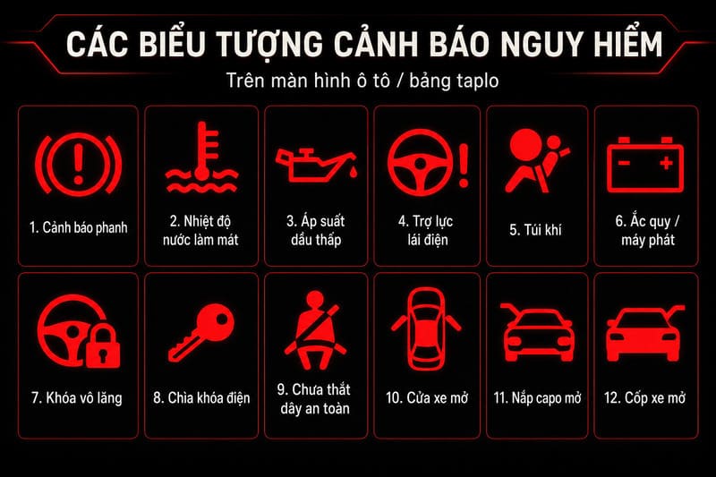 Các lỗi hiển thị trên màn hình ô tô để cảnh báo nguy hiểm