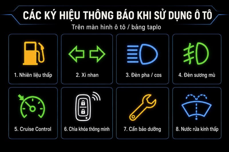 Các lỗi hiển thị trên màn hình ô tô chỉ thông báo trạng thái hoạt động của xe