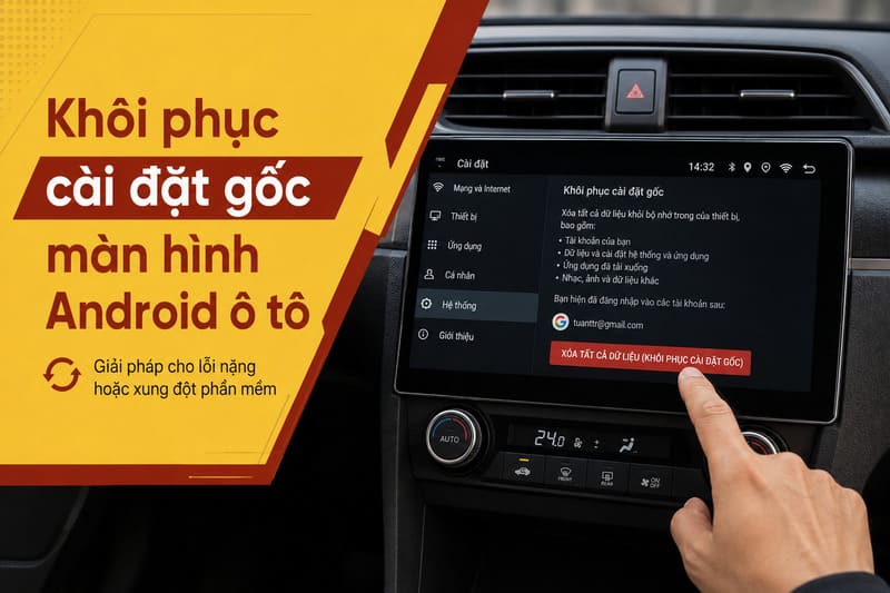 Hướng dẫn cách khởi động lại màn hình Android ô tô