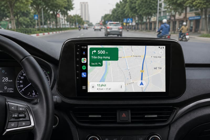 Hướng dẫn sử dụng màn hình Android ô tô để chỉ đường